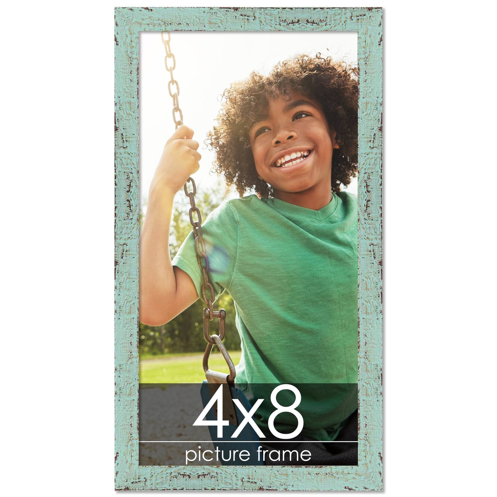 4x8 Shabby Chic / Farmhouse Green Wood Picture Frame UV Acrylic, Foam